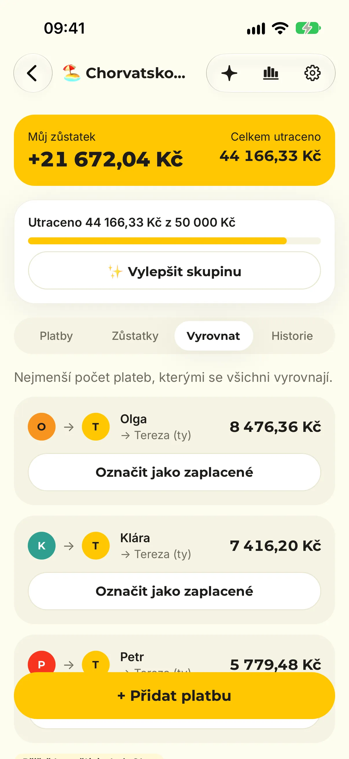 Návrh vyrovnání: tři převody, které vyrovnají celou skupinu